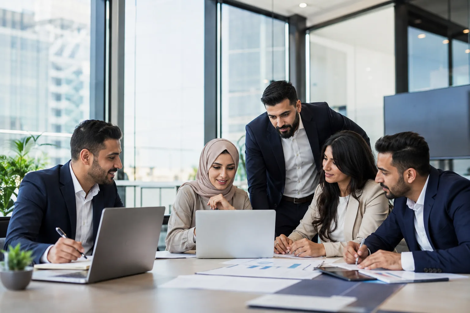 فريق إنطلاقة — خبراء قانونيون وتقنيون وتسويقيون في مكتب حديث